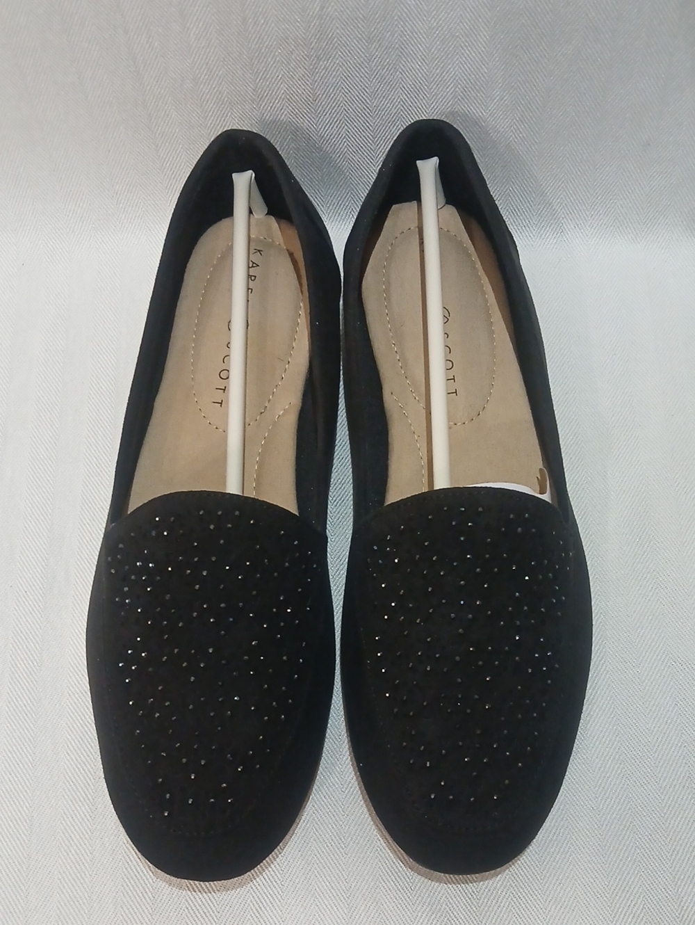 KAREN SCOTT Womens Black Moreyaa Embellished Slip On Flats Shoes Size 9